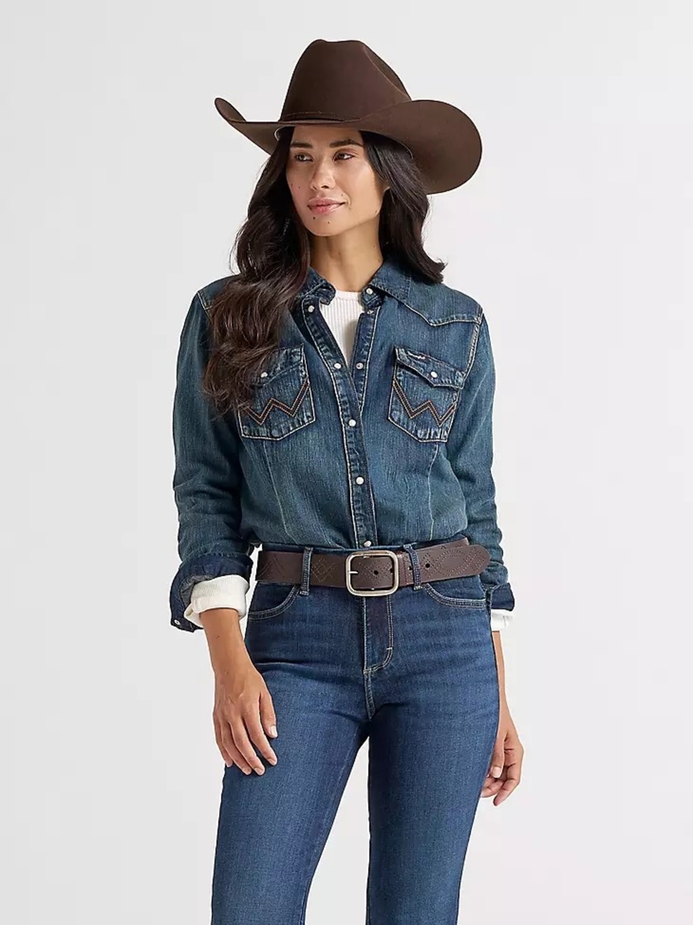 NWT Wrangler RETRO Long Sleeve Westetn Snap Denim Shirt